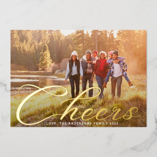 goudkaas | Klassieke kerstfoto Folie Feestdagenkaart (Voorkant)