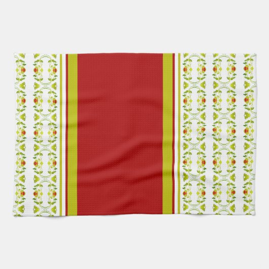 Goudkalkgroen, modern gepatterd theedoek (Horizontaal)