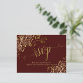 Goudkalligrafie Auburn Brown Wedding RSVP Briefkaart (Staand voorkant)