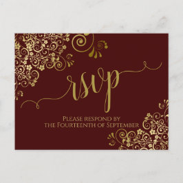 Goudkalligrafie Auburn Brown Wedding RSVP Briefkaart