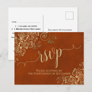 Goudkalligrafie Elegant Rust Sinaasappel Wedding R Briefkaart
