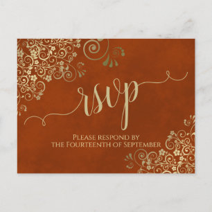 Goudkalligrafie Elegant Rust Sinaasappel Wedding R Briefkaart