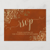 Goudkalligrafie Elegant Rust Sinaasappel Wedding R Briefkaart (Voorkant)