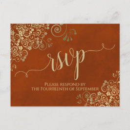 Goudkalligrafie Elegant Rust Sinaasappel Wedding R Briefkaart