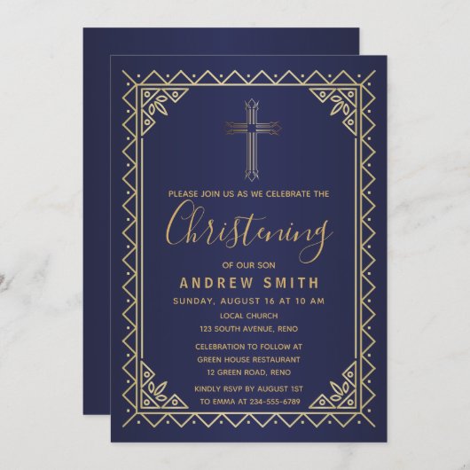 goudkalligrafie en marinekalligrafie kaart (Voorkant / Achterkant)