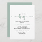 Goudkalligrafie Het is een Baby shower van een jon Kaart (Voorkant / Achterkant)