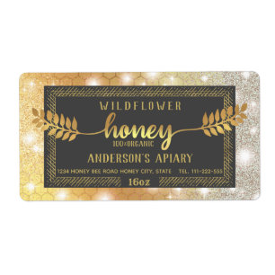  goudkalligrafie honingbijl etiket