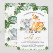 Goudkalligrafie Safari Wild Op een dag Kaart (Voorkant / Achterkant)