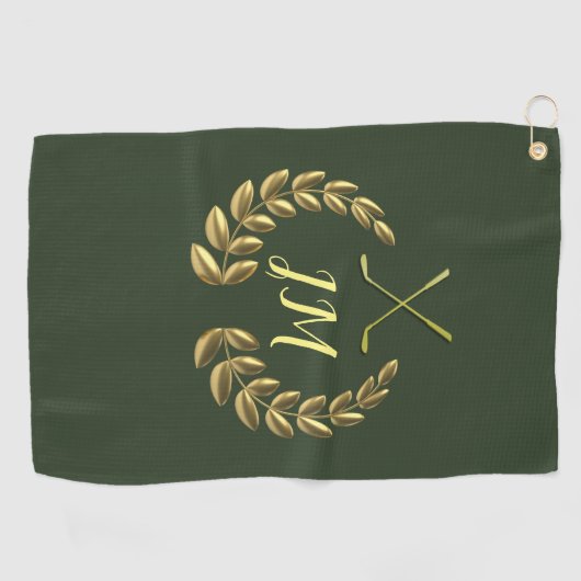 Goudkam gepersonaliseerd monogram golfhanddoek (Horizontaal)