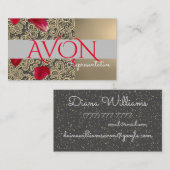 Goudkant en Rozen Aangepaste Avon Visitekaartje (Voorkant / Achterkant)