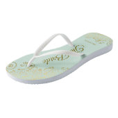 Goudkant op mint Green The Bride Elegant Wedding Teenslippers (Schuin)