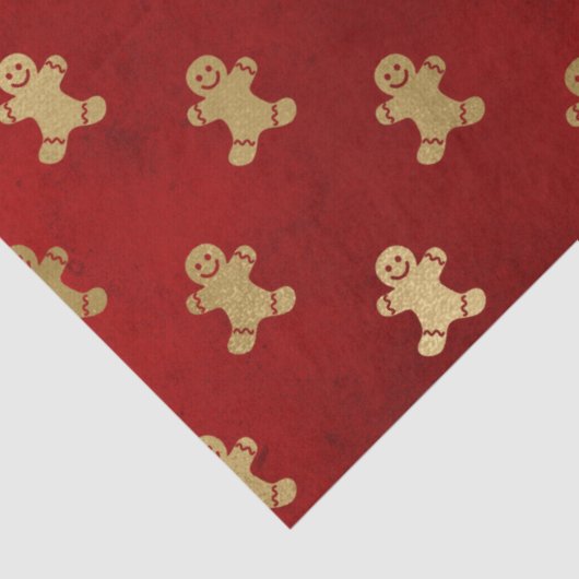 Goudkerst met ontbijtkoek op rode lospagina tissuepapier (Detail)