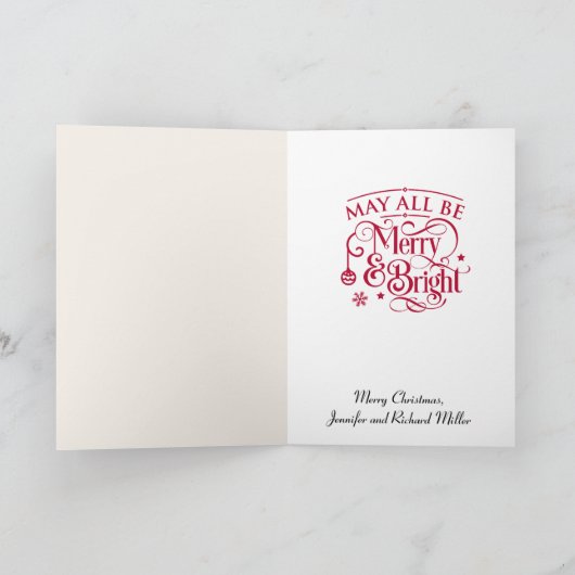 Goudkerst scène Merry & Bright Feestdagen Kaart (Binnen)