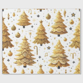 Goudkerstbomen Cadeaupapier (Vlak)
