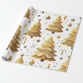Goudkerstbomen Cadeaupapier (Uitgerold)
