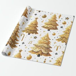 Goudkerstbomen Cadeaupapier