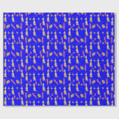 Goudkerstbomen met blauw omslagpapier cadeaupapier (Vlak)