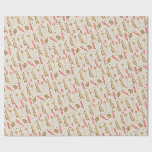 Goudkerstbomen met inpakpapier beige (Vlak)