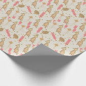 Goudkerstbomen met inpakpapier beige (Hoek)