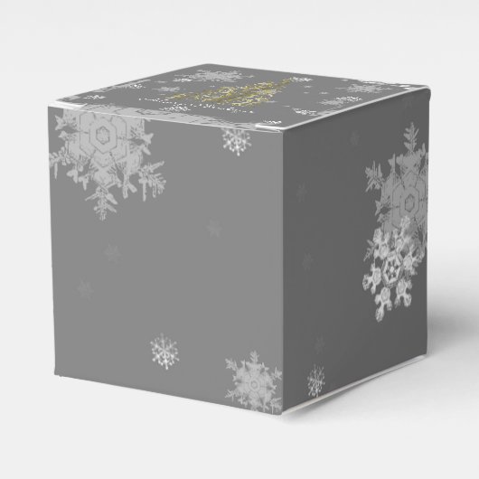 Goudkerstboom en Snowflakes voor kerstbox Bedankdoosjes (Voorkant Zijde)