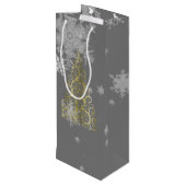 Goudkerstboom en Snowflakes Wijn Gift Bag Wijn Cadeautas (Achterkant Gekanteld)