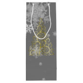 Goudkerstboom en Snowflakes Wijn Gift Bag Wijn Cadeautas (Achterkant)