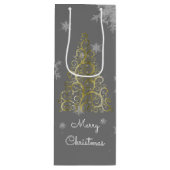 Goudkerstboom en Snowflakes Wijn Gift Bag Wijn Cadeautas (Voorkant)