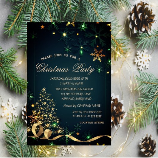 Goudkerstboomgroen Snowflakes kerst Kaart