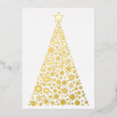 Goudkerstboomsneeuwfeest nodigt echt uit folie uitnodiging (Voorkant)