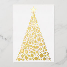 Goudkerstboomsneeuwfeest nodigt echt uit folie uitnodiging