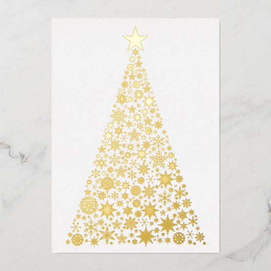 Goudkerstboomsneeuwfeest nodigt echt uit folie uitnodiging (Voorkant)