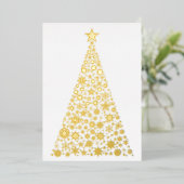 Goudkerstboomsneeuwfeest nodigt echt uit folie uitnodiging (Staand Voorkant)