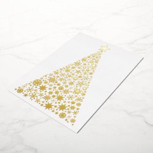 Goudkerstboomsneeuwfeest nodigt echt uit folie uitnodiging (Gedraaid)