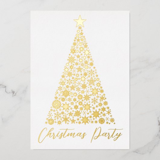 Goudkerstboomsneeuwfeest nodigt echt uit folie uitnodiging (Voorkant)