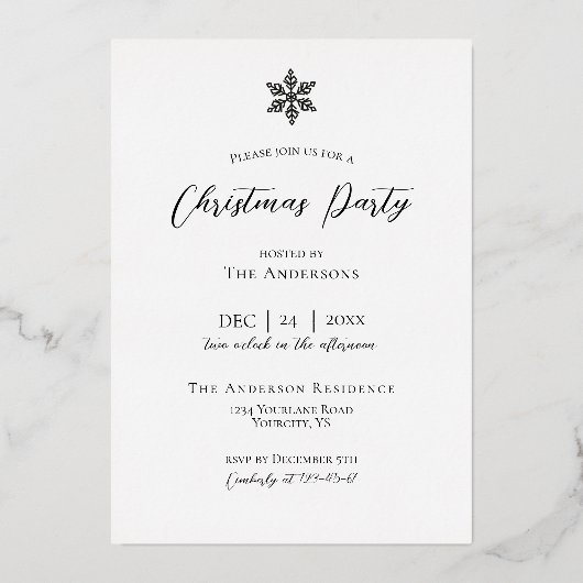 Goudkerstboomsneeuwfeest nodigt echt uit folie uitnodiging (Achterkant)