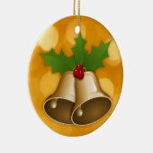 Goudkerstcellen en Holly-Ornament Keramisch Ornament (Rechts)