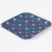 Goudkerststerren op blauw papieren bordje (Gebogen)