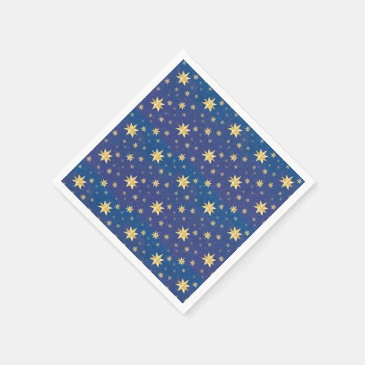 Goudkerststerren op blauw servet (Hoek)