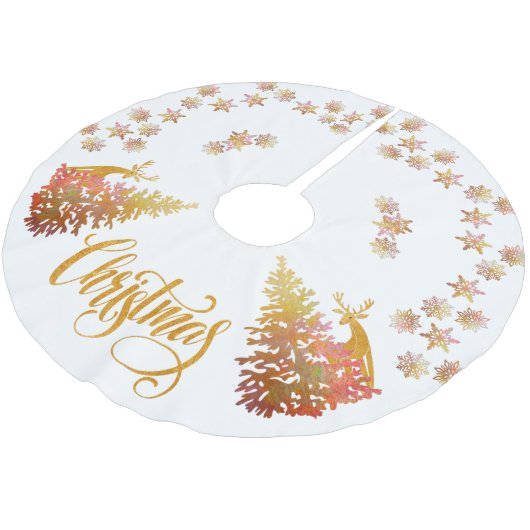 Goudkersttassen en sneeuwvlokken kerstboom rok (Gekanteld)