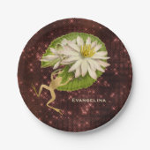  goudkikker Lily Pad Floral Papieren Bordje (Voorkant)