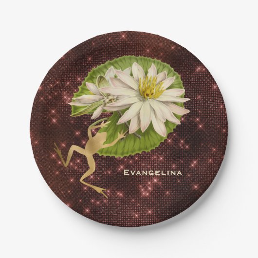  goudkikker Lily Pad Floral Papieren Bordje (Voorkant)