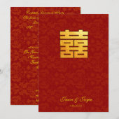 Goudklassieke bruiloft met dubbel geluk kaart (Voorkant / Achterkant)