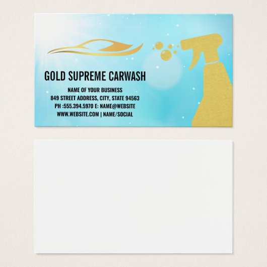 Goudkleurig Auto Logo en spuitbus Visitekaartje (Voorkant /achterkant)
