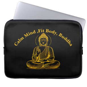 Goudkleurig Boeddhabeeld straalt rust uit Laptop Sleeve