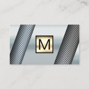 Goudkleurig chroom metaal met monogram en perforat visitekaartje