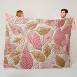 Goudkleurig en roze gebloemd quiltontwerp fleece deken
