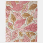 Goudkleurig en roze gebloemd quiltontwerp fleece deken (Voorkant)