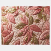 Goudkleurig en roze gebloemd quiltontwerp fleece deken (Voorkant (Horizontaal))