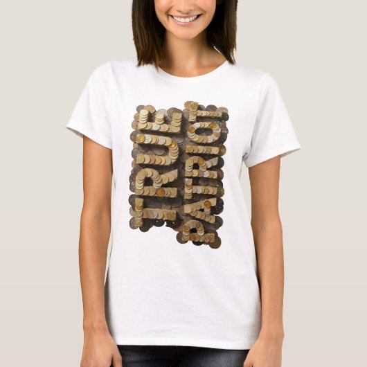 Goudkleurig Geld Modern Design T-shirt (Voorkant)