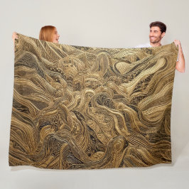 Goudkleurig Gequilte Abstract Ontwerp Fleece Deken